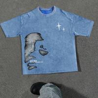 Bon&Bon Men's Graphic Print Cotton T-Shirt - Loose Fit Black Blue / XL