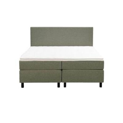 Boxspring Liv egaal - groen - 160x200 cm - ronde poot - Leen Bakker