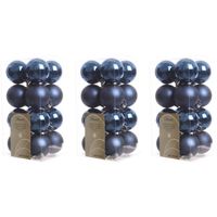 48x Kunststof kerstballen glanzend/mat donkerblauw 4 cm kerstboom versiering/decoratie - Kerstbal