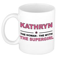 Kathryn cadeau mok - Woman Myth Supergirl - naam koffiemok - 300 ml - collega - moederdag
