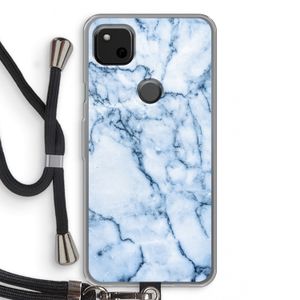 Blauw marmer: Pixel 4a Transparant Hoesje met koord