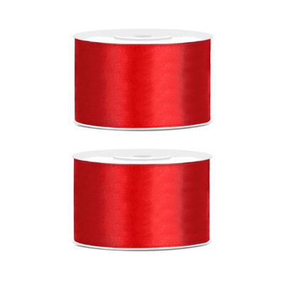 Hobby Sierlint satijn - 2x - Rood - 25 meter - cadeaulint - satijnlint/sierlinten