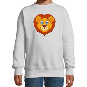 Cartoon leeuw trui grijs voor jongens en meisjes - Cartoon dieren sweater kinderen