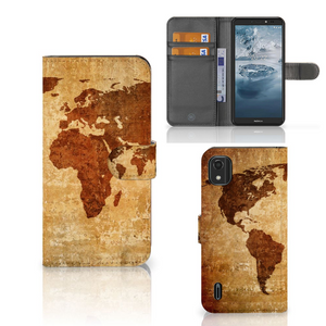 Nokia C2 2nd Edition Flip Cover Wereldkaart