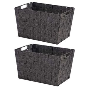 Set van 2x stuks kast/badkamer opbergmandjes zwart 35 x 25 x 20 cm