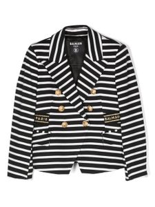 Balmain Kids blazer rayé à boutonnière croisée - Blanc