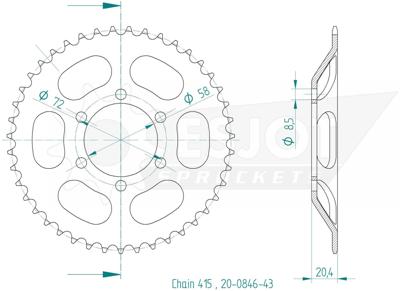 ESJOT Chain wheel 415 43z steel black