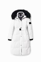 Lange padded jas met afneembare mouwen - WHITE - M
