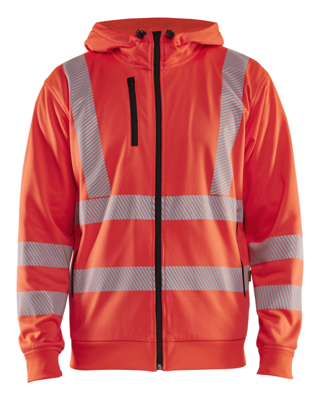 Blåkläder High-Vis Hoodie met rits 35652538 | High-Vis Rood | Maat L - 7330509831861
