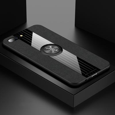 Voor OPPO R11 XINLI stiksels doek Textue schokbestendig TPU beschermhoes met ring houder (zwart)