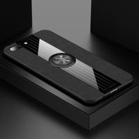 Voor OPPO R11 XINLI stiksels doek Textue schokbestendig TPU beschermhoes met ring houder (zwart)