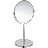 MSV Make-up spiegel - 2-zijdig/3x vergrotend - op stevige voet - chrome zilver - Dia 17 cm - Make-up spiegeltjes