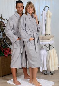 badjas unisex grijs met sjaalkraag