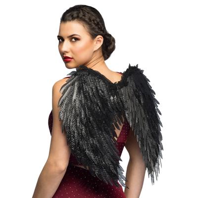 Carnaval/halloween verkleed engelen Glam vleugels - zwart - 55 cm - dames