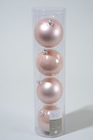 4 kerstballen poeder roze emaille 100 mm - Ksd