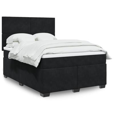 Boxspring met matras fluweel zwart 140x190 cm