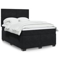 Boxspring met matras fluweel zwart 140x190 cm
