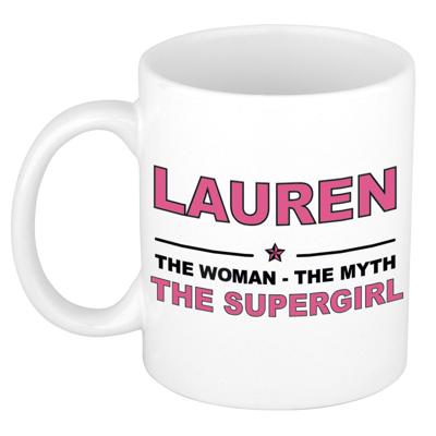 Lauren cadeau mok - Woman Myth Supergirl - naam koffiemok - 300 ml - collega - moederdag Lauren cadeau mok - Woman Myth Supergirl - naam koffiemok - 300 ml - collega - moederdag