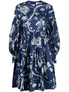 ERDEM robe fleurie à volants superposés - Bleu