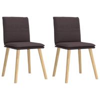 Eetkamerstoelen 2 st stof donkerbruin Eetkamerstoelen 2 st stof donkerbruin