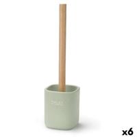 Toiletborstel Berilo Wit Groen Hout Polyresin 9,6 x 37 x 9,5 cm (6 Stuks)