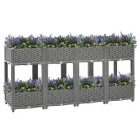 The Living Store Verhoogde Tuinbak - Rattan-Look - 160 x 40 x 71 cm - Lichtgrijs - PP