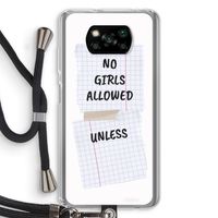 No Girls Allowed Unless: Xiaomi Poco X3 Pro Transparant Hoesje met koord