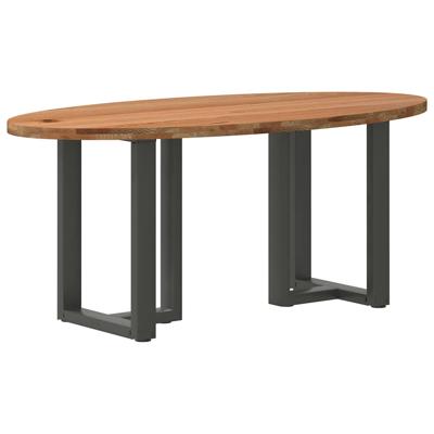 Eettafel 200x100x74 cm ovaal massief eikenhout lichtbruin