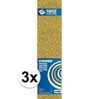 3x Knutsel alu-crepe vouw papier glitter goud 150 x 50 cm