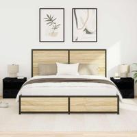 Nachtkastje 2 pcs Zwart Eiken 50 x 40 x 45 cm Bewerkt hout