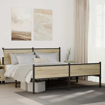 Bedframe zonder matras metaal sonoma eikenkleurig 160x200 cm