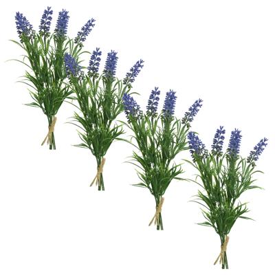Lavendel kunstplant - 4x - bosje - bundeltje - paars - 8 x 10 x 21 cm