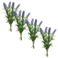 Lavendel kunstplant - 4x - bosje - bundeltje - paars - 8 x 10 x 21 cm