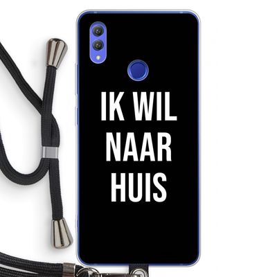 Ik wil naar huis - Zwart: Honor Note 10 Transparant Hoesje met koord