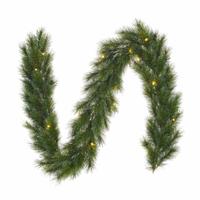 Dennenslinger - met kerstverlichting - groen - kunststof - 25 x 270 cm - 150 tips - kerstversiering/ Dennenslinger - met kerstverlichting - groen - kunststof - 25 x 270 cm - 150 tips - kerstversiering/