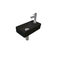 INK - Fonteinpack Porselein Rechts incl. Fonteinkraan - Design Sifon - Design Plug en Montageset - 360x180x90 Mm - Mat Zwart/chroom