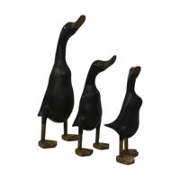 3 Delige Set Eendenbeeldjes - Zwart - Bamboe