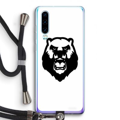 Angry Bear (white): Huawei P30 Transparant Hoesje met koord