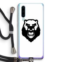 Angry Bear (white): Huawei P30 Transparant Hoesje met koord
