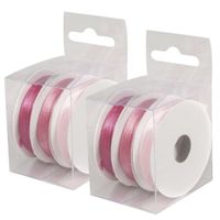 6x Rollen hobby/decoratie kleurenmix roze satijnen sierlint 3 mm x 6 meter - thumbnail