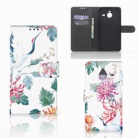 Microsoft Lumia 640 XL Telefoonhoesje met Pasjes Bird Flowers - thumbnail