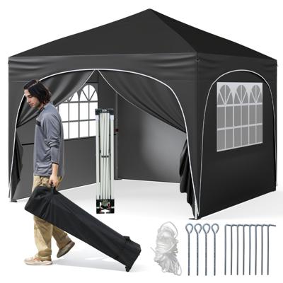 3 x 3 M Paviljoen met 4 Afneembare Zijwanden Tuinzelt Inclusief Draagtas 8 Haringen 4 Ankers Zwart
