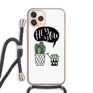 Hey you cactus: iPhone 11 Pro Transparant Hoesje met koord