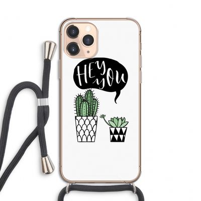 Hey you cactus: iPhone 11 Pro Transparant Hoesje met koord