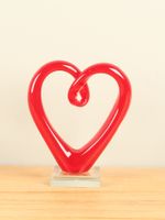 Glazen hart rood, 21 cm. - thumbnail