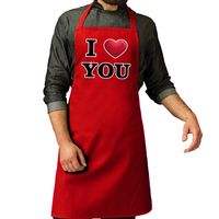 I love you chef kok keukenschort rood voor heren   -