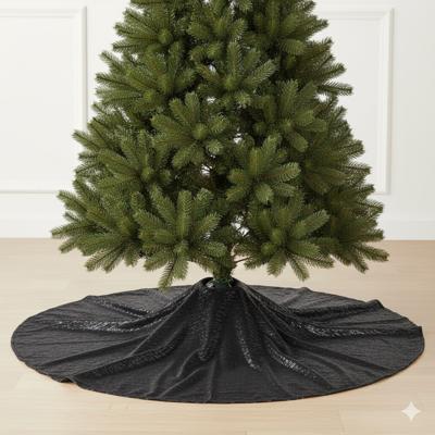 Anna Collection kerstboomrok - kerstboom onder kleed - antraciet - D120 cm - glans - rond