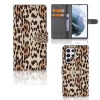 Samsung Galaxy S22 Ultra | Telefoonhoesje | Met pasjeshouder | Leopard