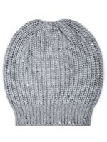 Brunello Cucinelli bonnet en maille nervurée - Gris