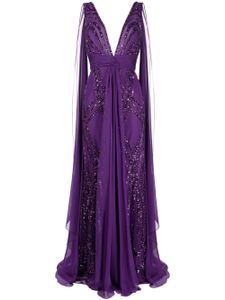 Zuhair Murad robe longue à ornements de perles - Violet